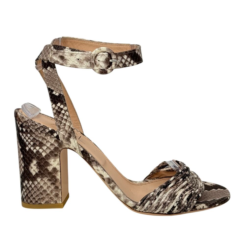 AGL Attilio Giusti Leombruni Snakeskin Print Ankle Strap Sandal 42 Brown Womens
